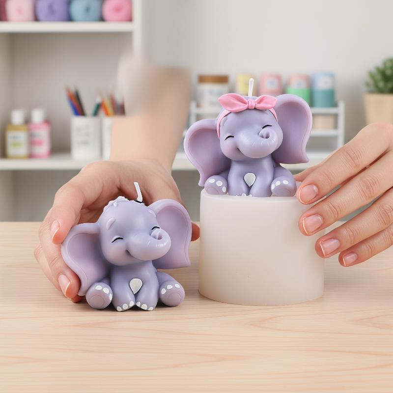 Soap Making Bar - Cetakan Lilin Silikon Gajah 3D Lucu,