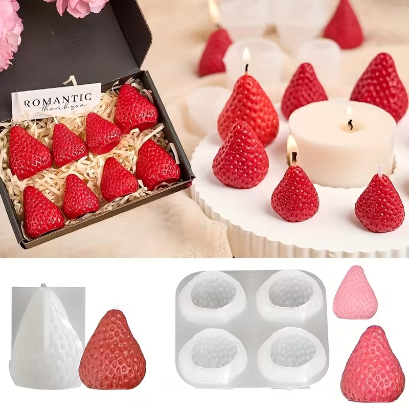 Soap Making Molds - Cetakan Lilin Silikon Bentuk Stroberi untuk