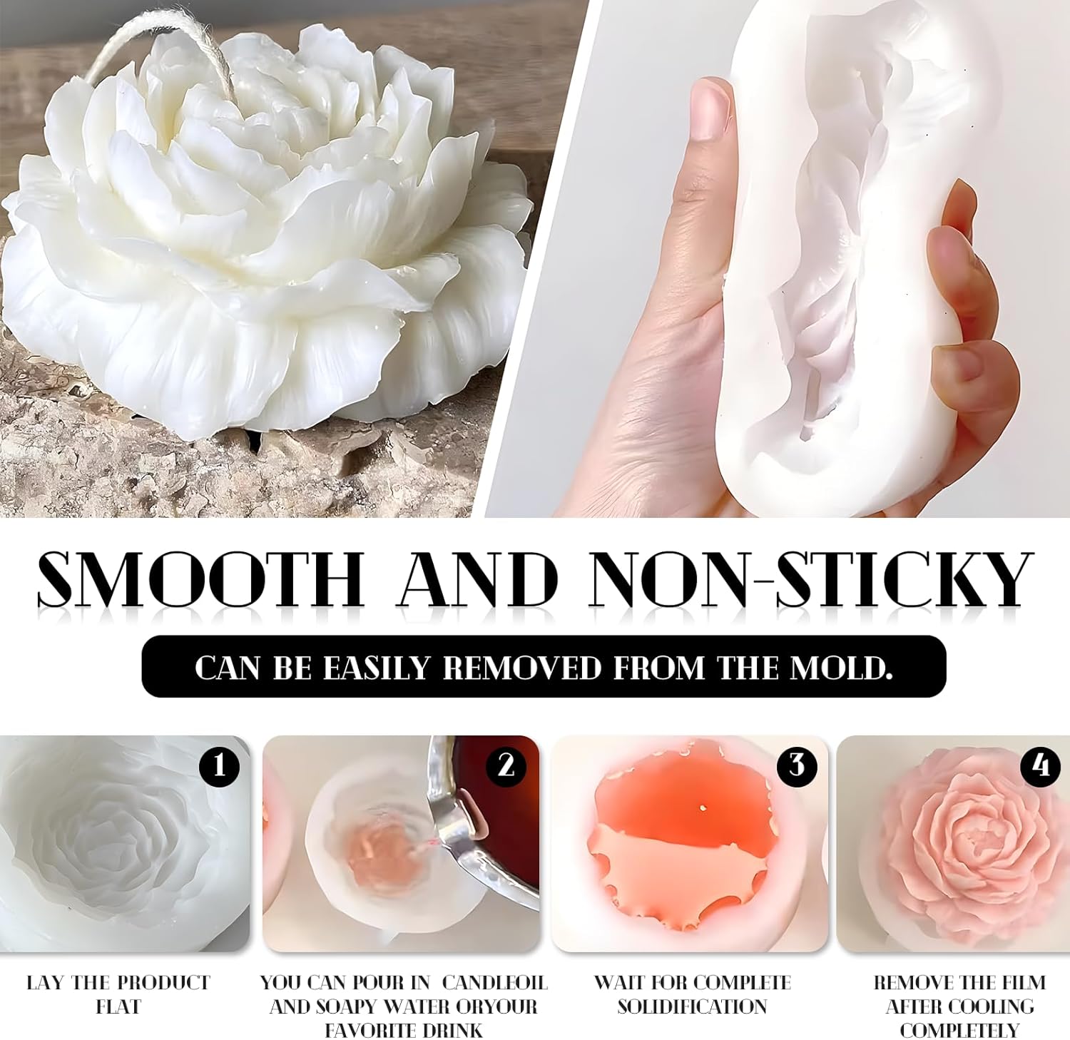 Cetakan Lilin 3D Peony Silikon - Soap Making Book For Beginners ulasan dan harga